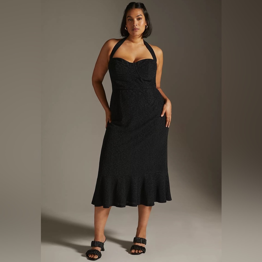 Anthropologie Hutch Halter Corset Midi Dress